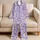 Lavender Daisies with Red Centers for Cozy Evenings and Relaxed Everyday Home Living Satin Pajamas Set - 5