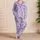 Lavender Daisies with Red Centers for Cozy Evenings and Relaxed Everyday Home Living Satin Pajamas Set - 4