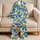 Blue Tropical Leaves and Yellow Blooms for Sunny Getaways and Relaxed Weekends Satin Pajamas Set - 5