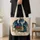 Blue Dragon With Antique Books and Daisies for Fantasy Reading and Cottagecore Gifts Quilted Tote Bag - 4