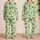 Watercolor Four-Leaf Clover Botanicals for Relaxed Summer Getaways and Coastal Living Satin Pajamas Set - 2