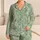 Mint Sage Meadow Botanicals for Relaxed Coastal Getaways and Peaceful Evenings Satin Pajamas Set - 1