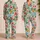 Tropical Hibiscus and Palm Leaves for Relaxed Island Getaways and Summer Lounging Satin Pajamas Set - 2