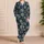 Vintage Teal Medallion Florals for Relaxed Summer Vacation Style Satin Pajamas Set - 4