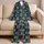 Vintage Teal Medallion Florals for Relaxed Summer Vacation Style Satin Pajamas Set - 5