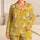 Cheerful White Duck And Daisy Motifs For Cozy Everyday Lounging And Family Downtime Satin Pajamas Set - 1