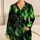 Emerald Green Flame Motifs for Bold Summer Beachside Relaxation and Coastal Getaways Satin Pajamas Set - 1