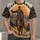Geometric Cavalry Rider and Bison at Sunset for Outdoor Trips and History Gatherings All-over Print Unisex T-shirt - 1