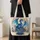 Blue Dragon and Violet Blossoms for Fantasy Readers and Dragon Lovers Quilted Tote Bag - 4