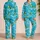 Green Crocodiles Leaping Over Waves for Bright Summer Beach Style Satin Pajamas Set - 2