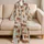 Highland Cow and Blush Rose Botanical Motifs for Cozy Cottagecore Lounging Satin Pajamas Set - 5