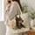 Doberman Pinscher and Peach Roses for Dog Lovers, Garden Walks and Thoughtful Gifting Quilted Tote Bag - 3