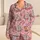 Blush Roses And Tiger Cubs For Valentine Romance And Cozy Evenings At Home For Her Satin Pajamas Set - 1