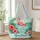 Pink Flamingo Hibiscus Beach Scene for Summer Getaways and Tropical Vacation Lovers Quilted Tote Bag - 1