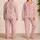 Pink Stripes With Cherry Red Hearts For Sweet Romantic Lounging And Cozy Evenings Satin Pajamas Set - 2