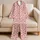 Pink Stripes With Cherry Red Hearts For Sweet Romantic Lounging And Cozy Evenings Satin Pajamas Set - 5