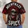 Grinning Red-Haired Skull With Smoke for Halloween Parties and Everyday Alternative Style All-over Print Unisex T-shirt - 4
