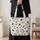 Monochrome Daisy Botanicals for Farmers Market Errands and Everyday Carry Gift Quilted Tote Bag - 4