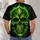 Green Flame Skull for Outdoor Adventures and Vintage Casual Style All-over Print Unisex T-shirt - 4