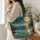 Celestial Moon Meteor Shower Over Ocean Cove for Stargazing and Coastal Getaways Quilted Tote Bag - 3