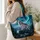 Howling Wolf Beneath Northern Lights for Wilderness Adventures and Nature Lovers Gift Quilted Tote Bag - 3