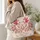 Pink Axolotl Pair With Floral Details for Cottagecore Nature Lovers Quilted Tote Bag - 3