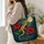 Celestial Salamander with Crimson Blooms for Whimsigoth Nature Lovers Cottagecore Quilted Tote Bag - 3