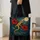 Celestial Salamander with Crimson Blooms for Whimsigoth Nature Lovers Cottagecore Quilted Tote Bag - 4