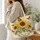 Sunflowers And Monarch Butterflies For Garden Lovers And Summer Gifting Quilted Tote Bag - 3
