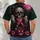 Gothic Skull, Pink Ribbon, Rose and Pumpkin Halloween Tribute for Spooky Season Fans All-over Print Unisex T-shirt - 4