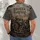 Embracing Skeleton Couple in Ruined Woods for Gothic Halloween Nights and Home Wear All-over Print Unisex T-shirt - 4