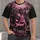 Pink Ribbon Jack-O'-Lantern and Gothic Cemetery for Halloween Night Enthusiasts All-over Print Unisex T-shirt - 1