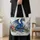 Blue Dragon Among Garden Blooms for Fantasy Lovers and Whimsical Everyday Home Style Quilted Tote Bag - 4