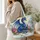 Blue Dragon Among Garden Blooms for Fantasy Lovers and Whimsical Everyday Home Style Quilted Tote Bag - 3