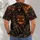 Hooded Skull and Fiery Pumpkin for Halloween Nights and Spooky Season Wear All-over Print Unisex T-shirt - 4