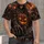 Hooded Skull and Fiery Pumpkin for Halloween Nights and Spooky Season Wear All-over Print Unisex T-shirt - 1