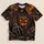 Hooded Skull and Fiery Pumpkin for Halloween Nights and Spooky Season Wear All-over Print Unisex T-shirt - 5