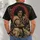 Curly-Haired Martial Artist Portrait for Retro Action Fans and Bold Everyday Style All-over Print Unisex T-shirt - 4