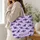 Purple Bat Motif for Halloween Grocery Trips and Everyday Autumn Errands for Her Quilted Tote Bag - 3