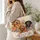 Four distinct dog portraits with scattered colorful garden blooms. Four Beloved Dog Portraits Quilted Tote Bag - 3