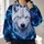Glowing Blue-Eyed Arctic Wolf for Nighttime Outdoor Adventures and Nature Lovers All-over Print Hoodie (Lightweight) - 2