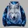 Glowing Blue-Eyed Arctic Wolf for Nighttime Outdoor Adventures and Nature Lovers All-over Print Hoodie (Lightweight) - 5