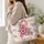 Pink Ribbon Floral Hope and Courage Gift for Breast Cancer Survivor Women Support Quilted Tote Bag - 3