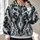 Symmetrical Black White Teal Baroque Scrollwork for Bold Everyday Streetwear All-over Print Hoodie (Lightweight) - 2