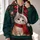 Festive Kitten in Santa Cap with Christmas Tree Cheer for Cozy Winter Celebrations All-over Print Hoodie (Lightweight) - 2
