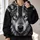 Blue-Eyed Wolf Head for Bold Outdoor Adventures and Everyday Casual Style All-over Print Hoodie (Lightweight) - 2
