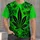 Electric Green Cannabis Leaf Motif for Festival Days and Relaxed Weekend Wear All-over Print Unisex T-shirt - 1