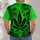Electric Green Cannabis Leaf Motif for Festival Days and Relaxed Weekend Wear All-over Print Unisex T-shirt - 4