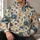 Teal Blue Floral Vine and Ochre Botanical Motifs for Relaxed Everyday Wear Gifts All-over Print Hoodie (Lightweight) - 6