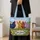 Five Colorful Farm Chickens in a Wildflower Meadow for Chicken Lovers and Gardeners Quilted Tote Bag - 4